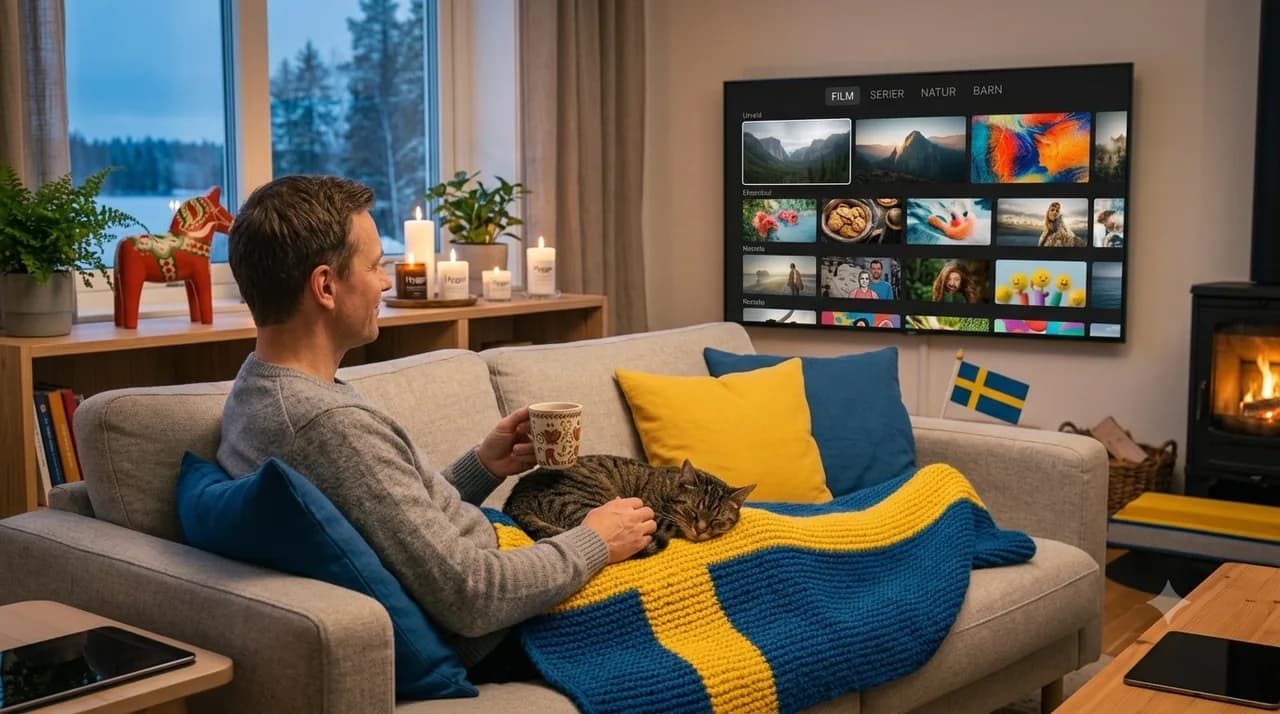 Avslappnad kväll efter byte från kabel-TV till IPTV