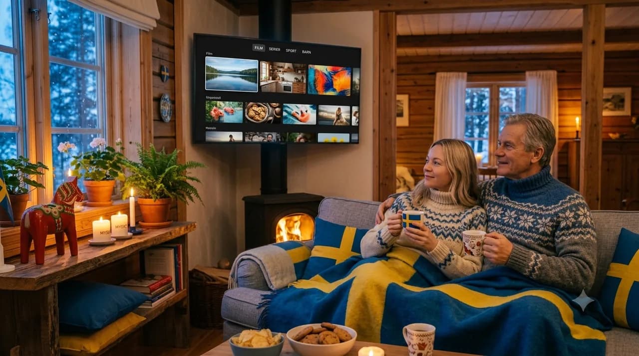 IPTV på semestern i stugan vid brasan i Norden