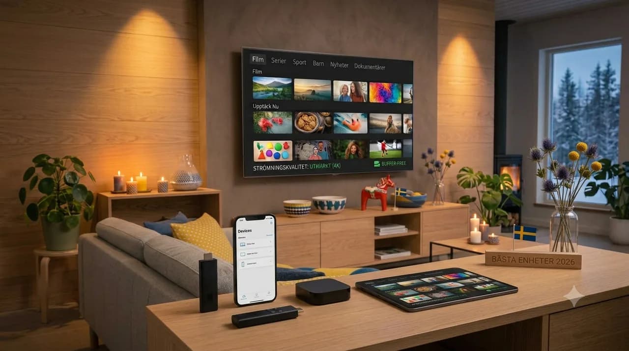 Ung person streamar IPTV i modernt ungdomsrum