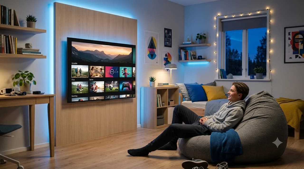 Skarp IPTV-bildkvalitet i 4K på TV på väggen